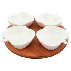 Elan gallery Менажница Яблоко, 4 секции на крутящейся подставке белый