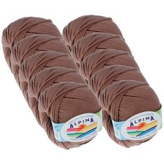 Пряжа Alpina Rene, 100 % хлопок, 50 г, 105 м, 10 шт., №223 св.коричневый
