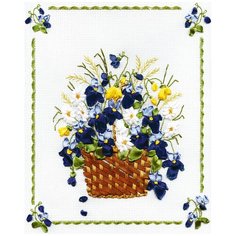 PANNA Набор для вышивания нитками и лентами Корзина с фиалками 22.5 x 26.5 см (Ц-0661 / C-0661)