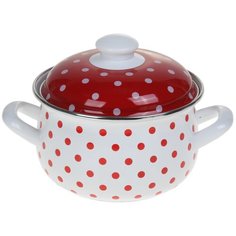 Кастрюля Интерос Горошек, 2.1 л, белый/красный