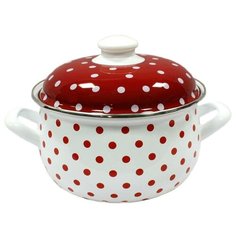 Кастрюля Интерос Горошек, 3.1 л, белый/красный