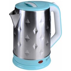 Чайник Maxtronic MAX-1009, серебристый/голубой