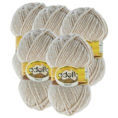 Пряжа Adelia Nelly мелажевая, 70 % шерсть, 30 % акрил, 100 г, 100 м, 5 шт., №04 св.бежевый