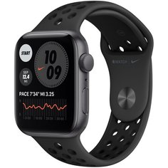 Умные часы Apple Watch Series 6 GPS 44мм Aluminum Case with Nike Sport Band, серый космос/антрацитовый/черный