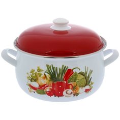 Кастрюля Интерос Рататуй, 3.1 л, белый/красный