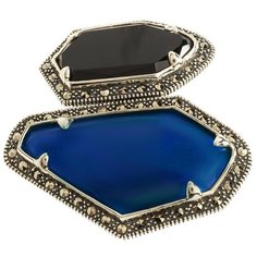 МАРКАЗИТ Кольцо с лазуритами, марказитами и ониксами из серебра M101386, размер 19.5