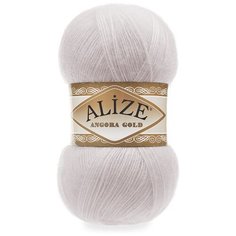 Пряжа Alize Angora Gold однотонная, 20 % шерсть, 80 % акрил, 100 г, 550 м, 168 белая зима