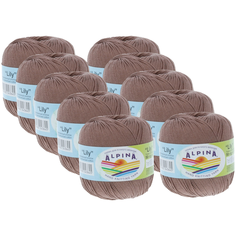 Пряжа Alpina Lily, 100 % хлопок, 50 г, 175 м, 10 шт., №223 бл.коричневый