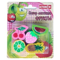 Action! Набор ластиков Фрукты, 5 шт