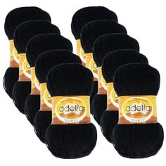 Пряжа Adelia Maria, 100 % акрил, 50 г, 227 м, 10 шт., №21 черный