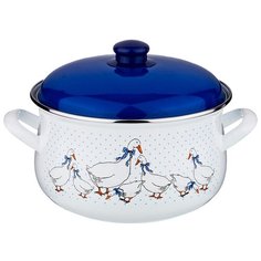 Кастрюля эмалированная Agness 951-034 "Гуси" 6,0л, индукция