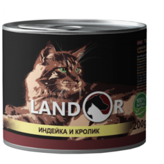 Влажный корм для кошек Landor с индейкой, с кроликом 200 г