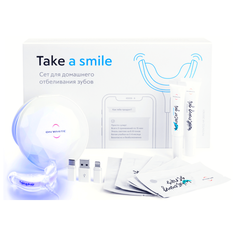 Средство для отбеливания зубов Take a Smile:Led капа для зубов + отбеливающий гель + активатор + отбеливающие полоски для зубов (5 шт.) ON White