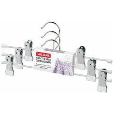 Набор вешалок, 3 шт., для брюк и юбок, с клипсами, 30*11.5*0.3 см., цвет белый Valiant