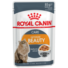 Влажный корм для кошек Royal Canin Intense Beauty, мясное ассорти, рыбное ассорти 85 г (кусочки в желе)