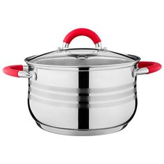Кастрюля со стекл. крышкой,силикон. ручки, 4,8л индукция Agness (937-143)
