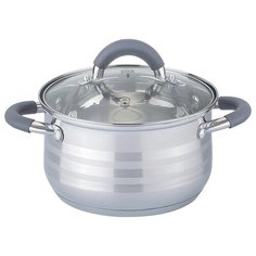 Кастрюля Agness со стекл. крышкой, силикон. ручки, 3,7 л, 20х12.5 см, нерж.сталь, индукцион. дно (937-137)