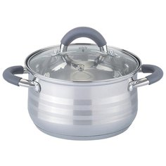 Кастрюля Agness со стекл. крышкой, силикон. ручки 4.8 л, 22х13.5 см, нерж.сталь, индукцион. дно (937-138)