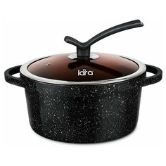Кастрюля LARA серия Orlean 20см, 2.6л, мрамор, Bronze, капс. индукционное дно, крышка LR02-231