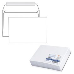 Конверт, С5 (162х229 мм), 100 штук, отрывная полоса, белый, 80 г/м2 Курт