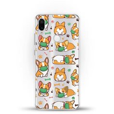Силиконовый чехол Корги в масках на Xiaomi Redmi Note 7 Andy & Paul