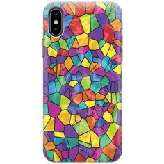 GOSSO Ультратонкий силиконовый чехол-накладка для Apple iPhone XS / X с принтом "Яркая мозаика"