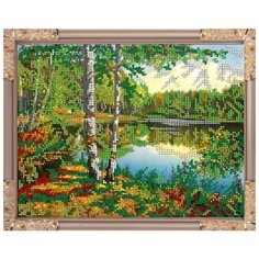 Набор для вышивания бисером "Речка в лесу", 24.3x19.2 см Светлица