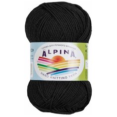 Пряжа Alpina "SLAVIC" 70% вискоза, 30% шерсть №01 ЧЕРНЫЙ - 10 мотков по 50 г