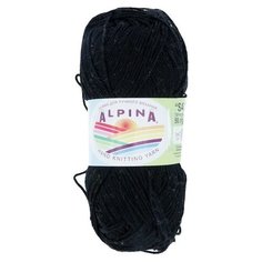 Пряжа Alpina "SATI" 100% мерсеризованный хлопок №002 ЧЕРНЫЙ - 10 мотков по 50 г