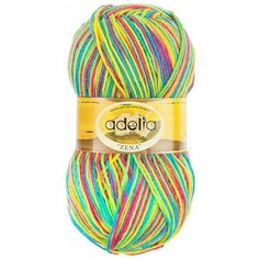 Пряжа Adelia "ZENA" 100% акрил №93 яр.розовый-желтый-голубой-зеленый - 5 мотков по 100 г