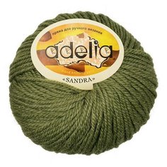 Пряжа Adelia "SANDRA" 50% шерсть, 50% акрил №05 т.оливковый - 10 мотков по 50 г