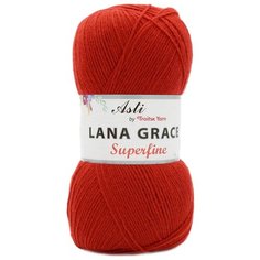 Пряжа из Троицка Lana Grace Superfine 100гр. 610м. (25% мериносовая шерсть, 75% акрил супер софт) (0042 красный) 5 мотков Троицкая камвольная фабрика