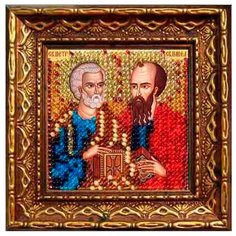 081ПМИ Набор для вышивания бисером Вышивальная мозаика Икона Святые Апостолы Петр и Павел, 6,5*6,5 см