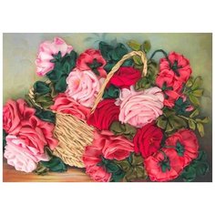 Набор Корзина с розами вышивка лентами 25х32,5 Каролинка КЛ(Н)-3027