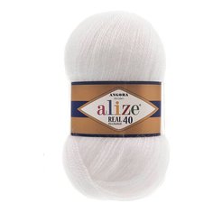 Пряжа ALIZE Angora real 40 100 гр. 480м (40% шерсть, 60% акрил) (55 белый) 5 шт