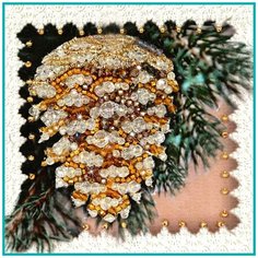 Набор для вышивания хрустальными бусинами ОБРАЗА В КАМЕНЬЯХ М-20 Шишка 9х9 см (Магнит)