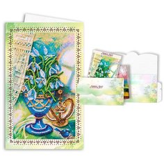 Набор для вышивания бисером Открытка-конверт АБРИС АРТ AOM-009 Пролески 8,4х14см Abris ART