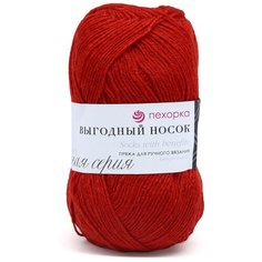 Пряжа Пехорка Выгодный носок 100гр. 300м. (40% шерсть, 60% акрил) (06 красный) 5 шт