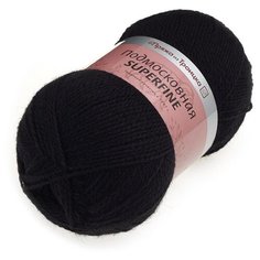 Пряжа из Троицка Подмосковная Superfine 100гр. 460м. (50% шерсть, 50% акрил ) (0140 черный) 5 мотков Троицкая камвольная фабрика