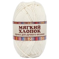 Пряжа Камтекс Мягкий хлопок 100гр. 220м. (70% хлопок, 30% нейлон) (205 белый) 10 шт