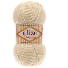 Пряжа Alize Baby Best 100г 240м (10% бамбук, 90% акрил) с эффектом АНТИПИЛЛИНГ (1 молочный) 5 шт