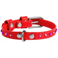 Ошейник COLLAR Glamour с клеевыми стразами 3277 27-36 см красный