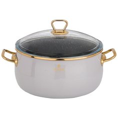 Кастрюля Agness эмалированная со стекл. крышкой и антипригар. мраморным покрытием, 24 см / 5,3 л (950-293)