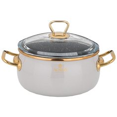 Кастрюля Agness эмалированная со стекл. крышкой и антипригар. мраморным покрытием, 18 см/ 2,4 л (950-290)