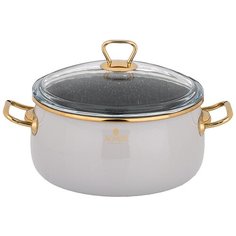 Кастрюля Agness эмалированная со стекл. крышкой и антипригар. мраморным покрытием, 22см / 4,1 л (950-292)