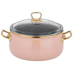 Кастрюля Agness эмалированная со стекл. крышкой и антипригар. мраморным покрытием, 22см / 4,1 л (950-272)