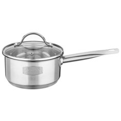 Ковш Agness со стеклянной крышкой, нерж.сталь, 14*7 см, 1,0л серия craft collection (914-100)