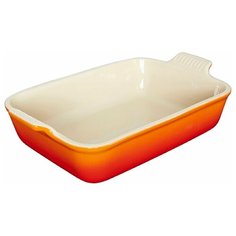 Блюдо прямоугольное 16х19 см, цвет оранжевая лава, керамика Le Creuset