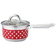 Ковш Agness 1,8 л 16х9,5 см со стеклянной крышкой, Горошек (937-706)