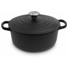 Кокотница круглая с крышкой 22 см, 3,3 л, черный матовый, Le Creuset